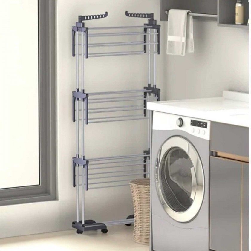 Estendal Chão 3 Andares com Rodas 76X66X176cm Estendal Chão 3 Andares com Rodas 76X66X176cm