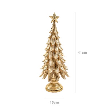 �rvore Natal Resina Dourado 15X15X41cm