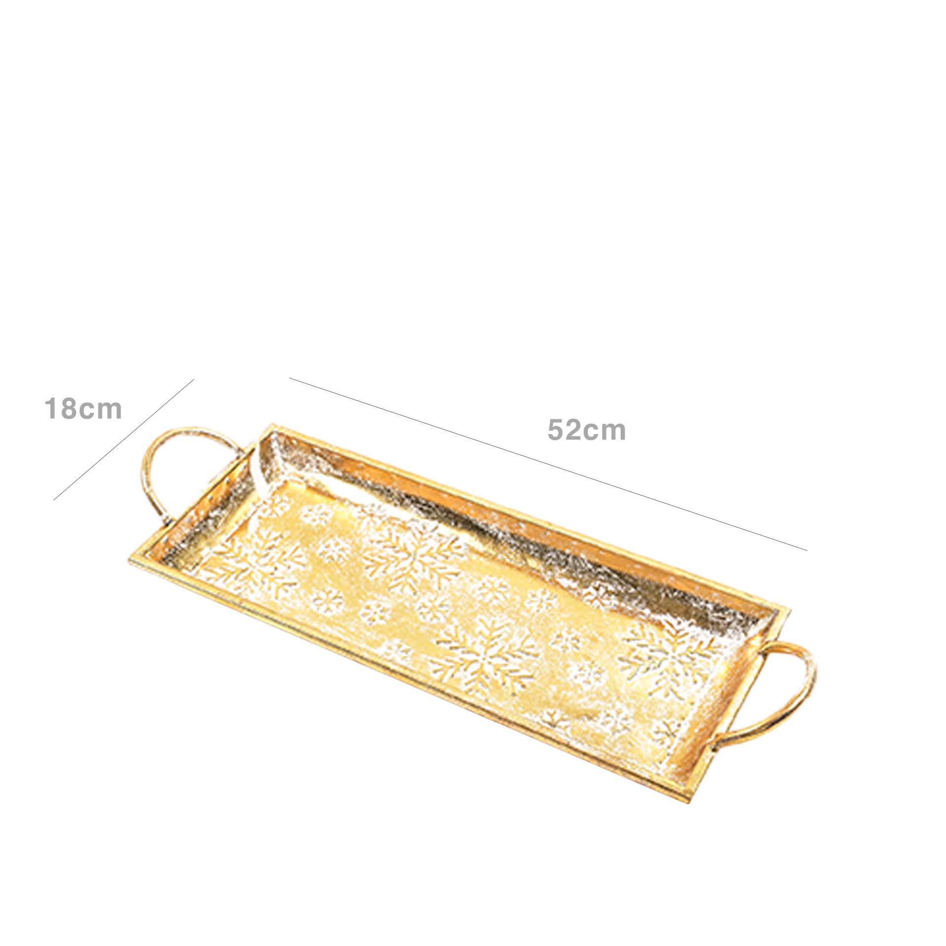 Bandeja Metal Retangular Dourada 52X18X7cm
