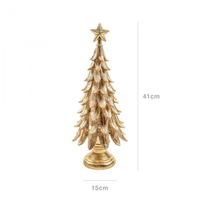 rvore Natal Resina Dourado 15X15X41cm