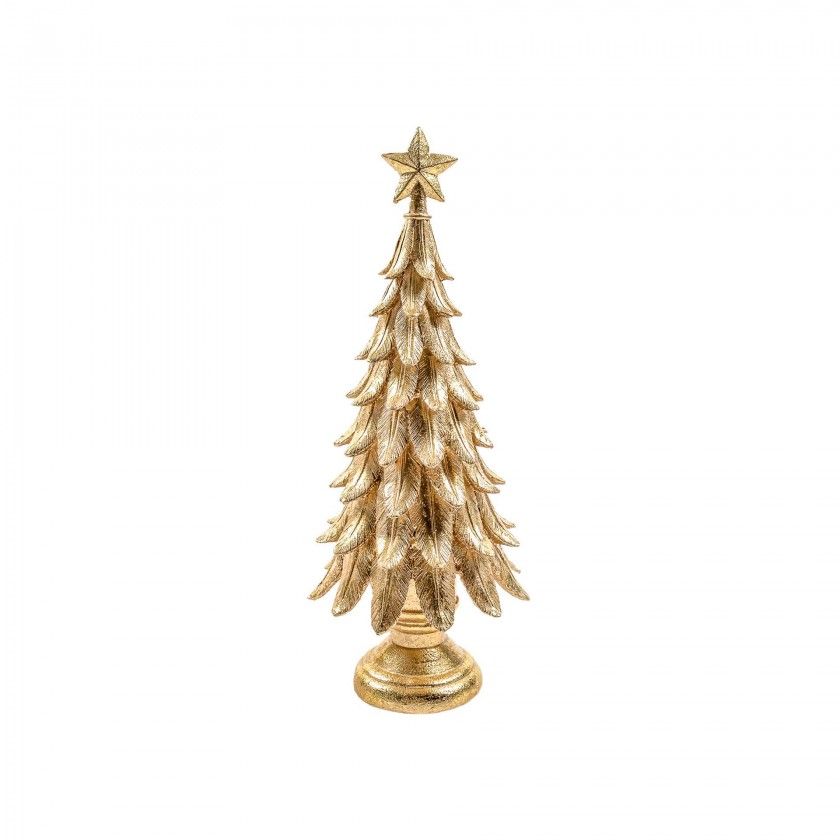 rvore Natal Resina Dourado 15X15X41cm