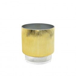 Porta Velas Cristal sem P Redondo Dourado 16X17cm