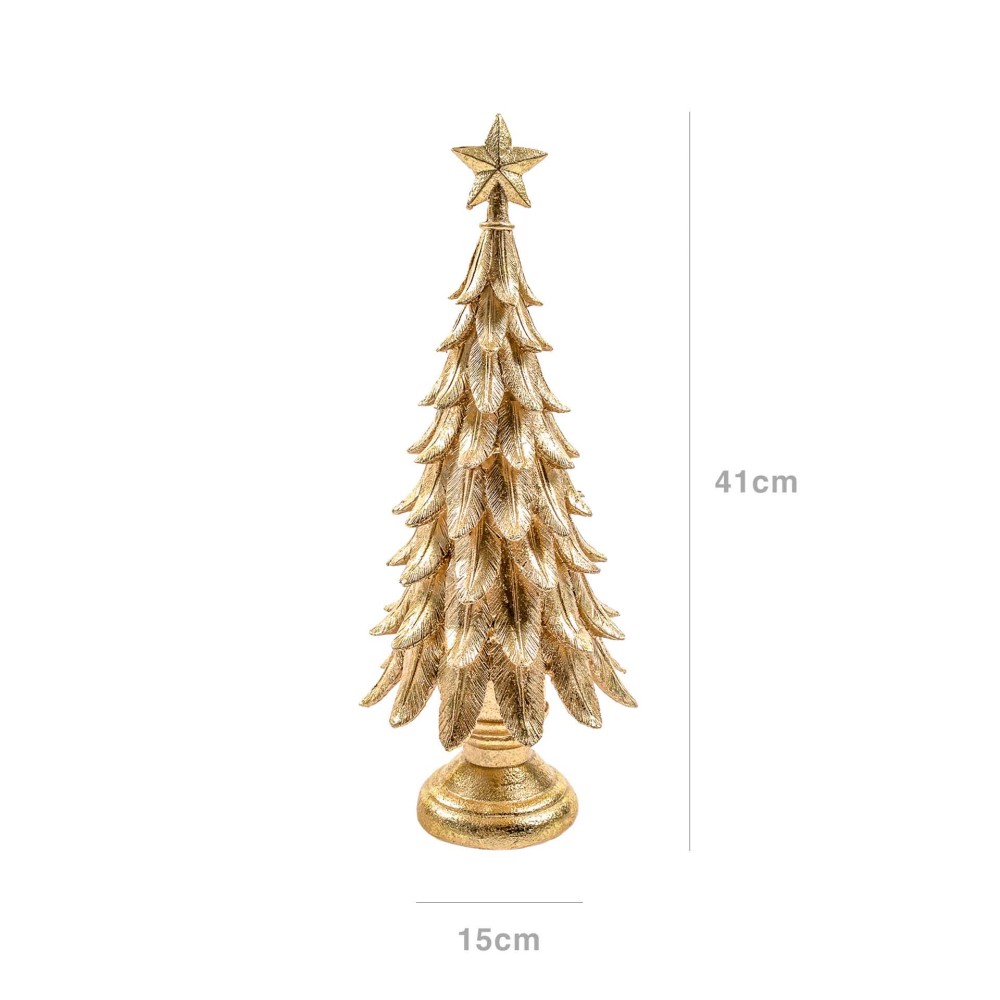 �rvore Natal Resina Dourado 15X15X41cm