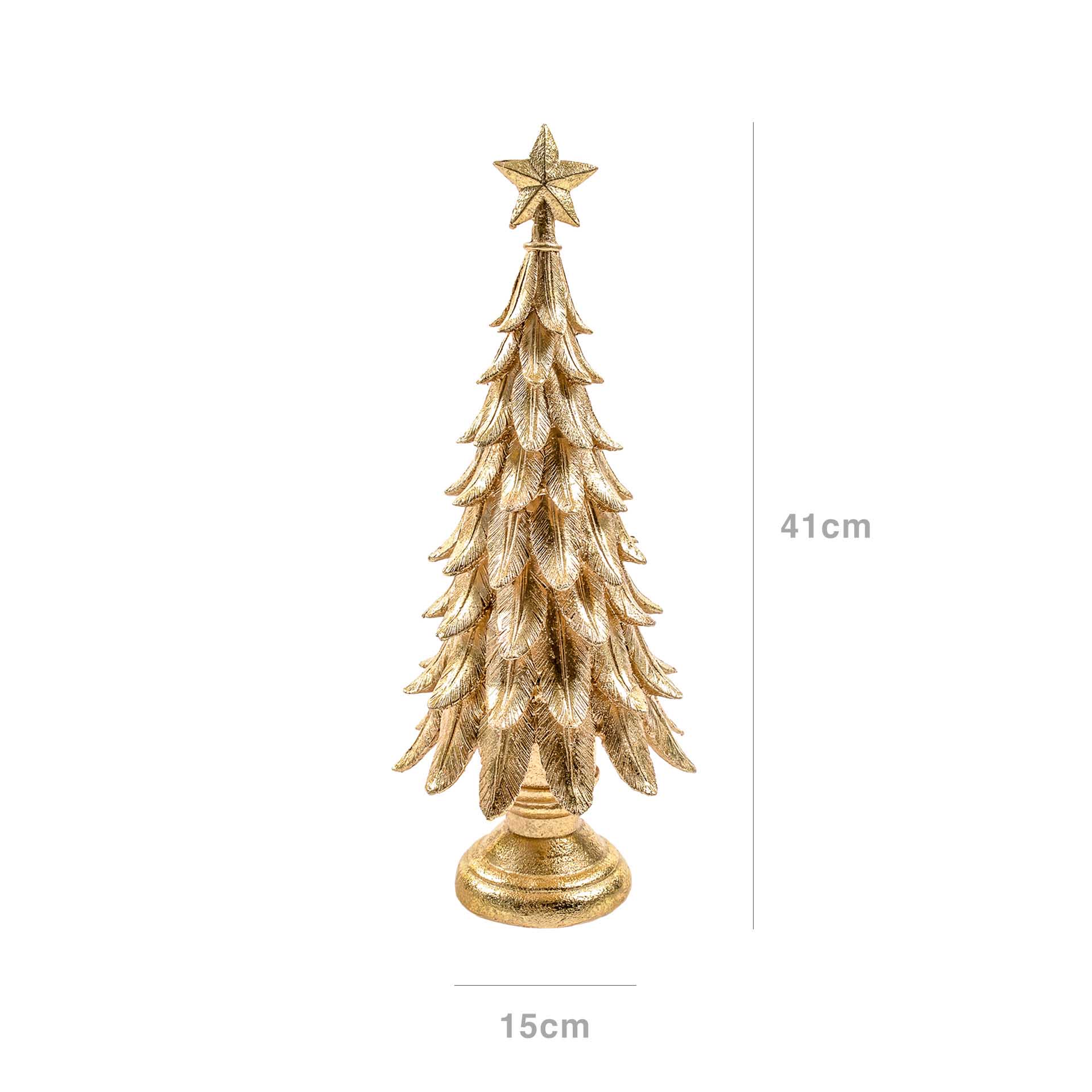 Árvore Natal Resina Dourado 15X15X41cm