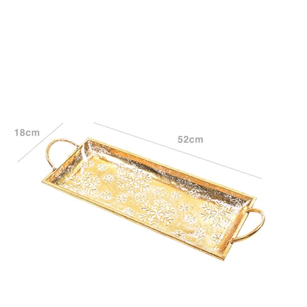 Bandeja Metal Retangular Dourada 52X18X7cm