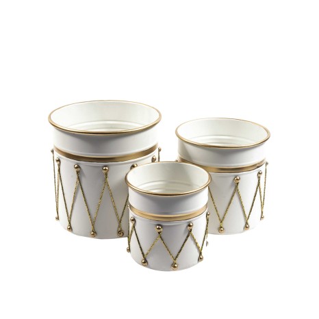 Cesta Tambor Metal Redondo Branco 22.5X22.5cm - Image product