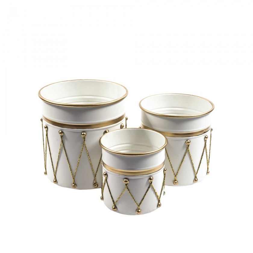 Cesta Tambor Metal Redondo Branco 22.5X22.5cm Cesta Tambor Metal Redondo Branco 22.5X22.5cm