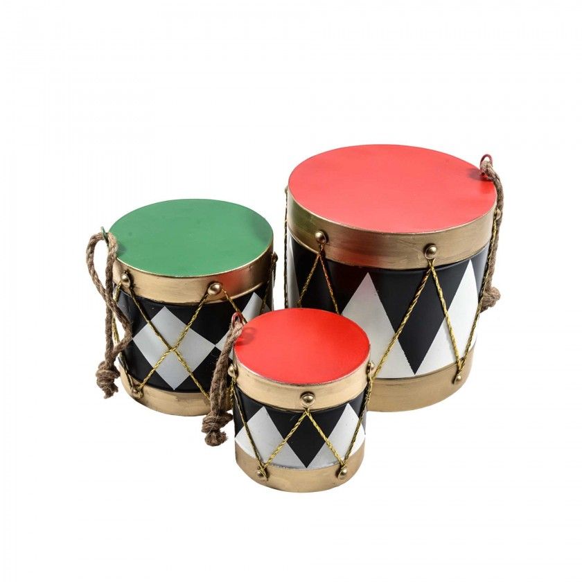 Tambor Decorativo Metal Redondo Multicor 15X15cm Tambor Decorativo Metal Redondo Multicor 15X15cm