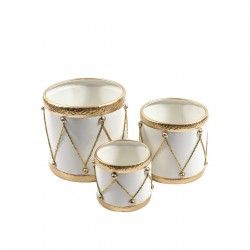 Cesta Tambor Metal Redondo Branco 16X15cm