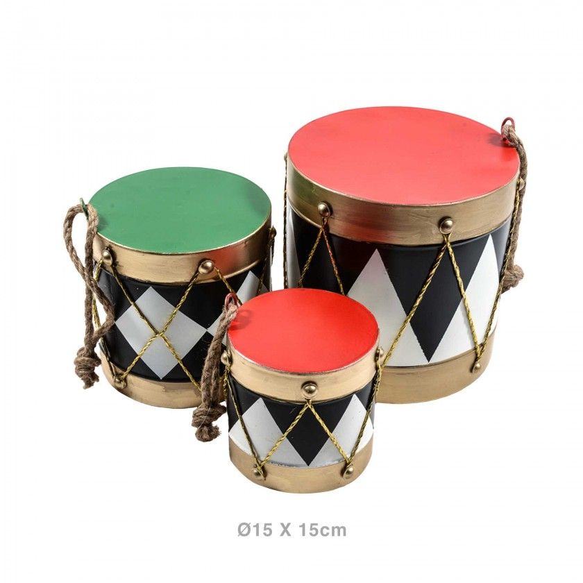Tambor Decorativo Metal Redondo Multicor 15X15cm Tambor Decorativo Metal Redondo Multicor 15X15cm