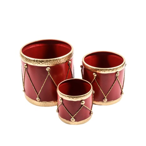 Cesta Tambor Metal Redondo Vermelho 26X25cm - Image product
