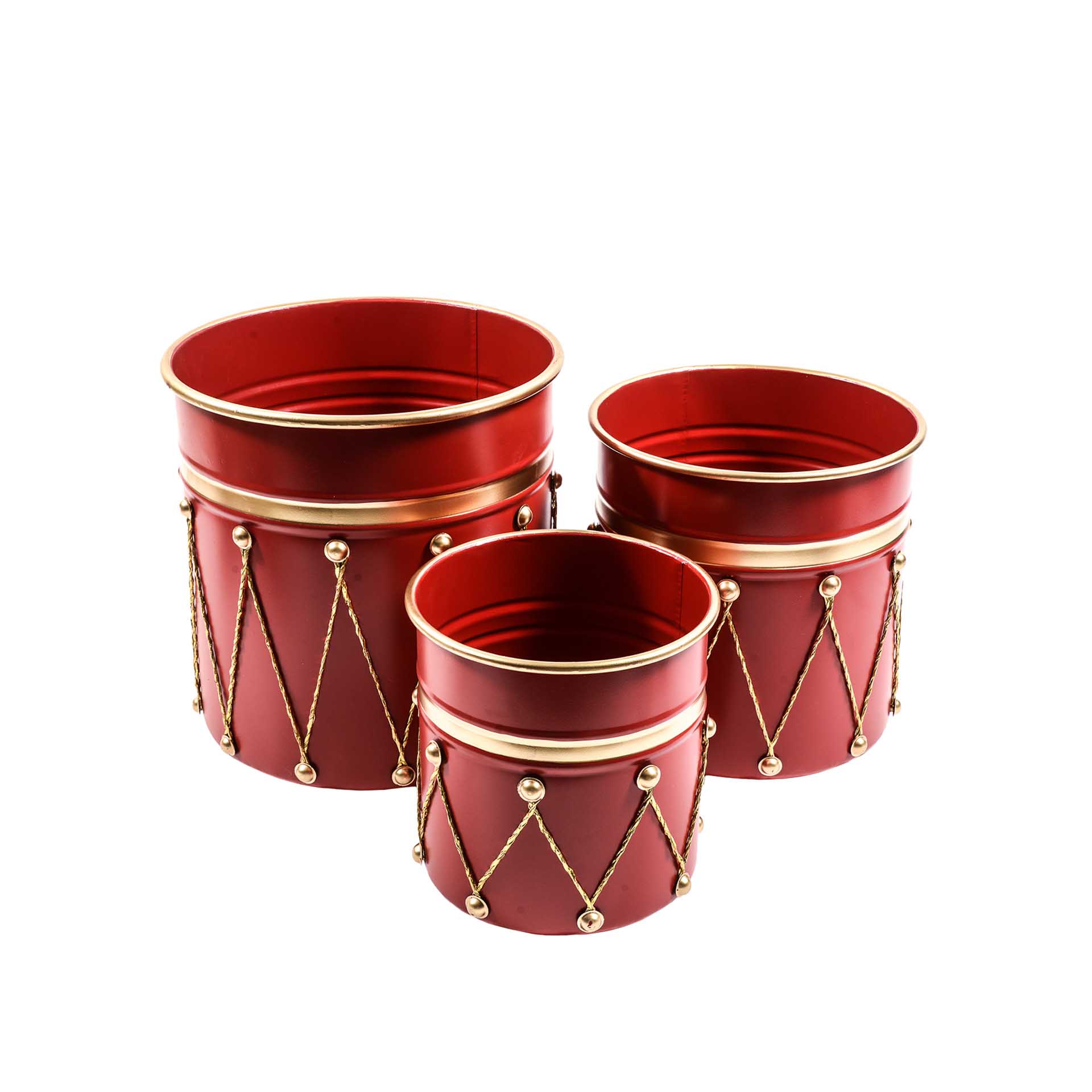Cesta Tambor Metal Redondo Vermelho 22.5X22.5cm
