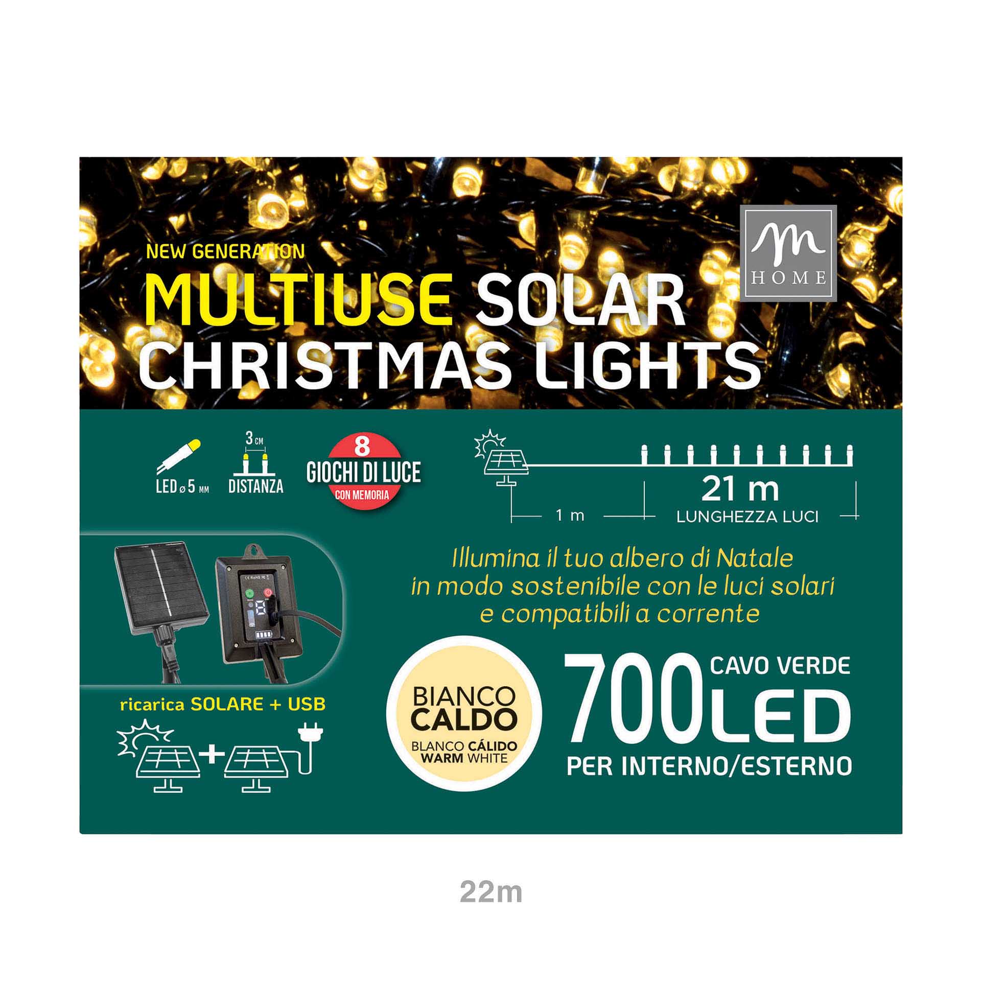 Grinalda 700 Led Branco Cálido 22m