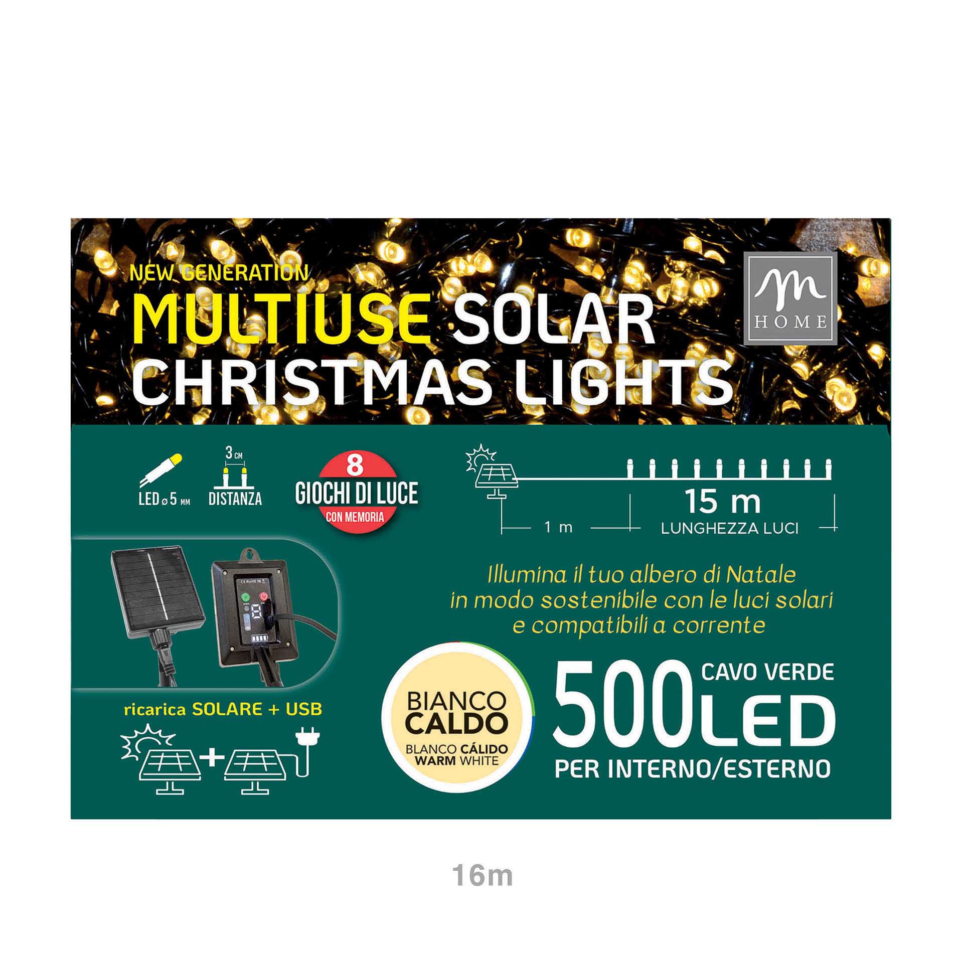 Grinalda 500 Led Branco Cálido 16m
