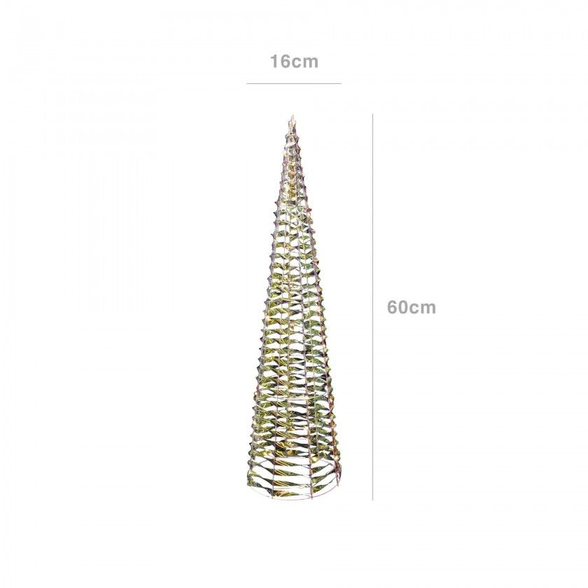 Árvore Natal Metal 30 Led Iridescente 16X16X60cm Árvore Natal Metal 30 Led Iridescente 16X16X60cm