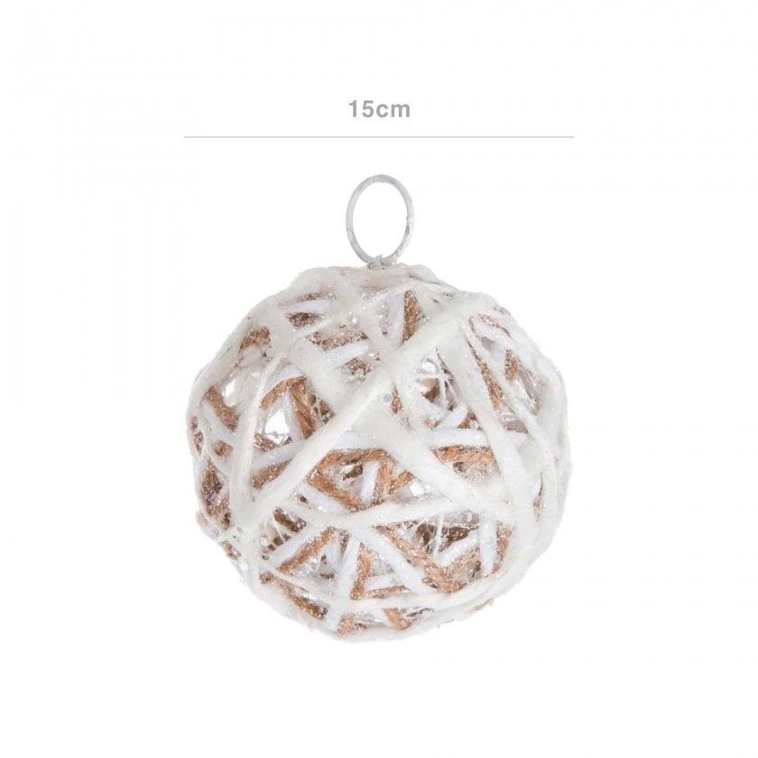 Bola Natal Metal 10 Led Branco 15cm Bola Natal Metal 10 Led Branco 15cm