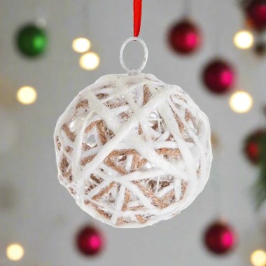 Bola Natal Metal 10 Led Branco 15cm