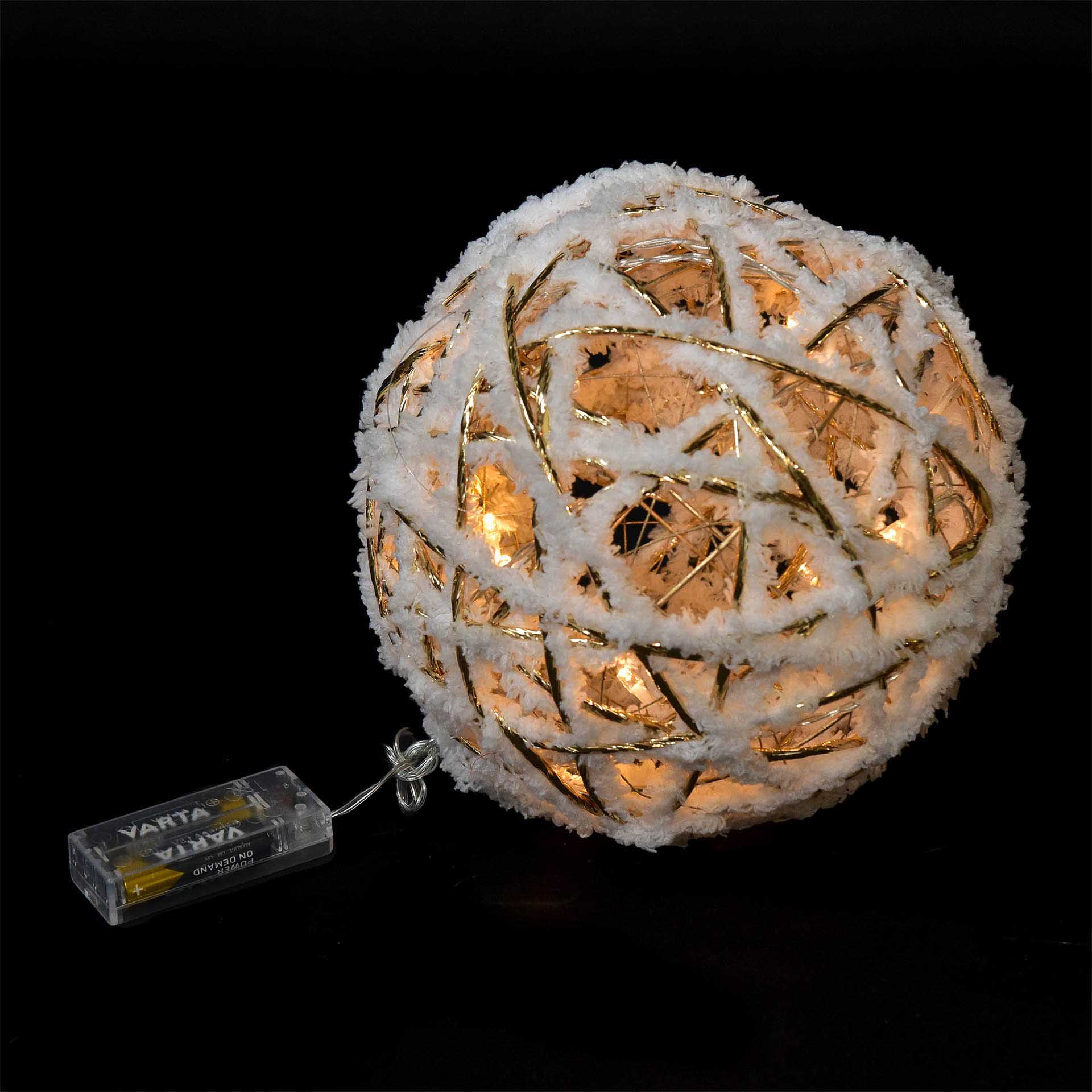 Bola Natal Metal 10 Led Branco 15cm