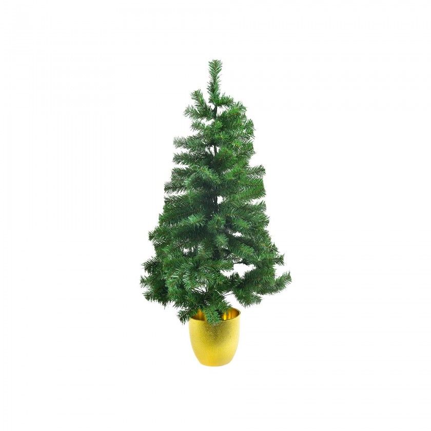Pinheiro Natal com Vaso Dourado 90cm Pinheiro Natal com Vaso Dourado 90cm
