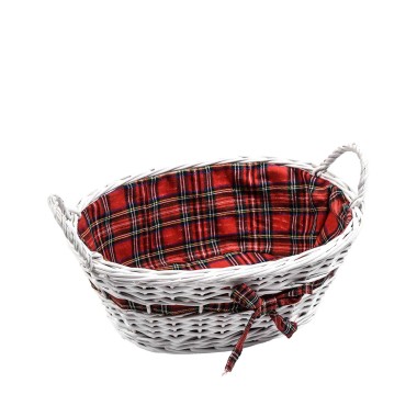 Cesta Mimbre Xadrez Oval 43X32X17cm
