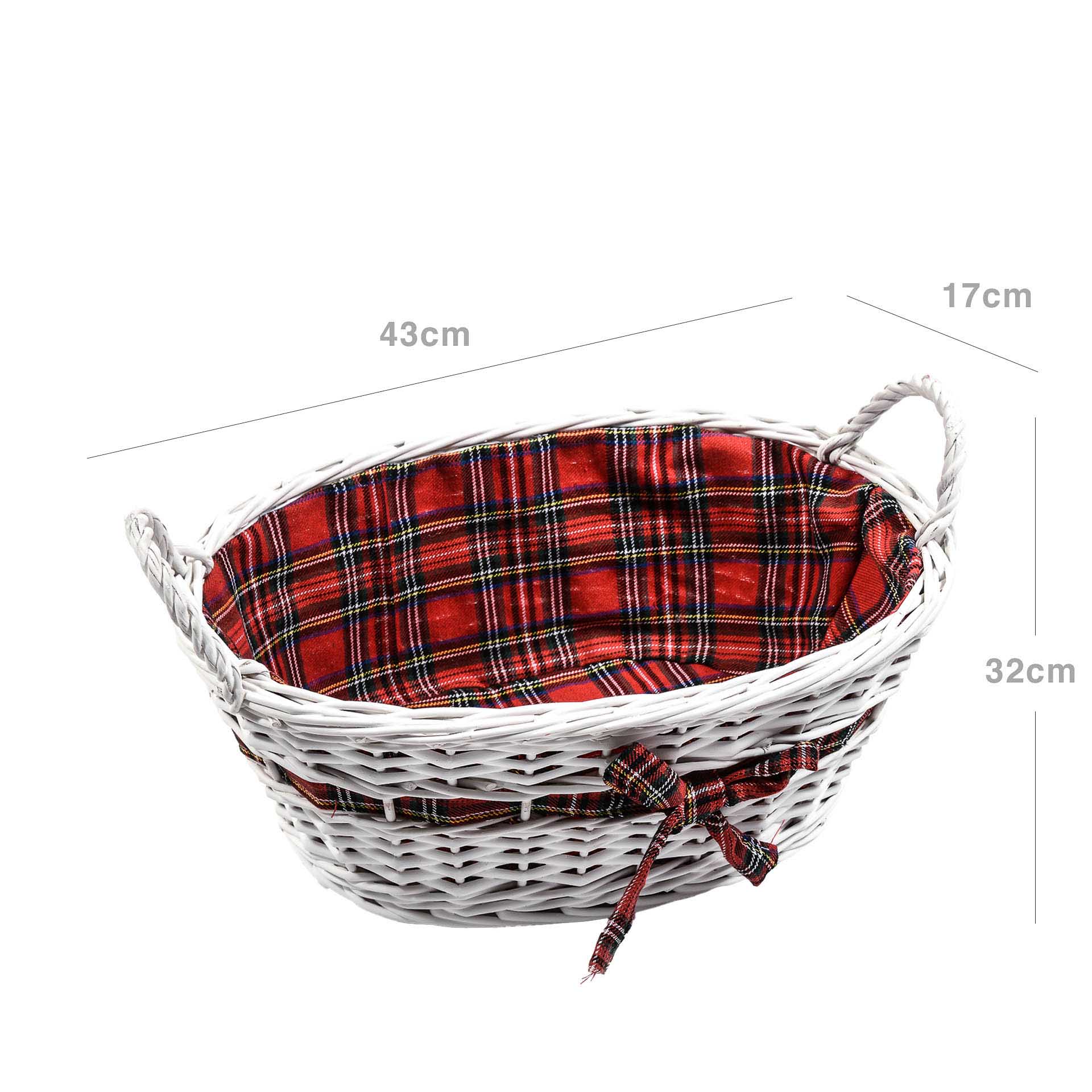 Cesta Mimbre Xadrez Oval 43X32X17cm