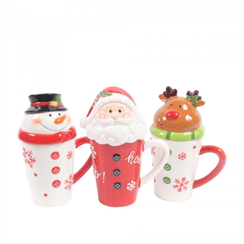 Caneca Natal com Tampa Boneco Sortido 14X9.5X19cm
