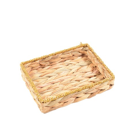 Cesta Fibra com Borda Retangular Dourada 18X24X5cm - Image product