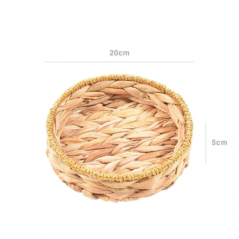 Cesta Fibra com Borda Redonda Dourada 20X5cm Cesta Fibra com Borda Redonda Dourada 20X5cm