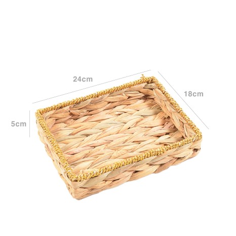 Cesta Fibra com Borda Retangular Dourada 18X24X5cm - Image product