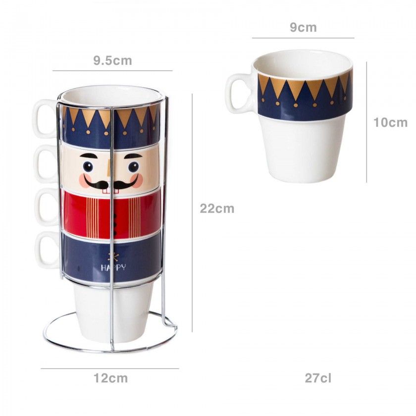 Conjunto Chávenas Soldado com Suporte 270ml 9.5X12X22cm Conjunto Chávenas Soldado com Suporte 270ml 9.5X12X22cm