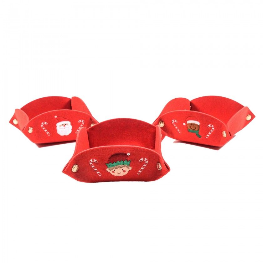 Cesta Decorada Natal Feltro 20X20X8cm Cesta Decorada Natal Feltro 20X20X8cm