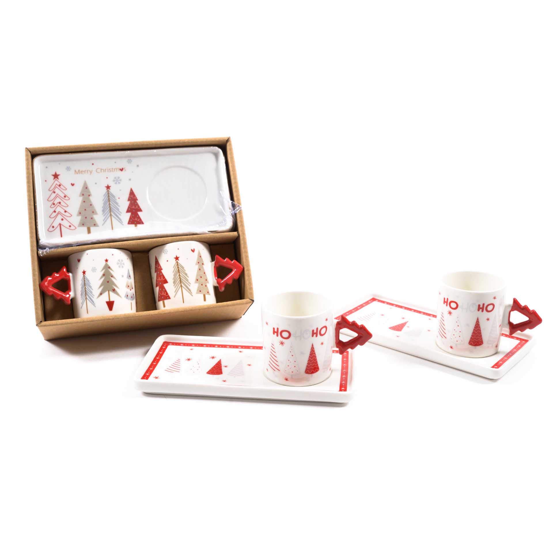 Chávena Café Ho Ho Ho com Pires Sortido Pack 2