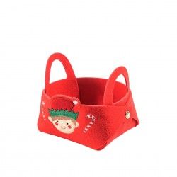 Cesta Decorada Natal Feltro com Asas 16X16X16cm