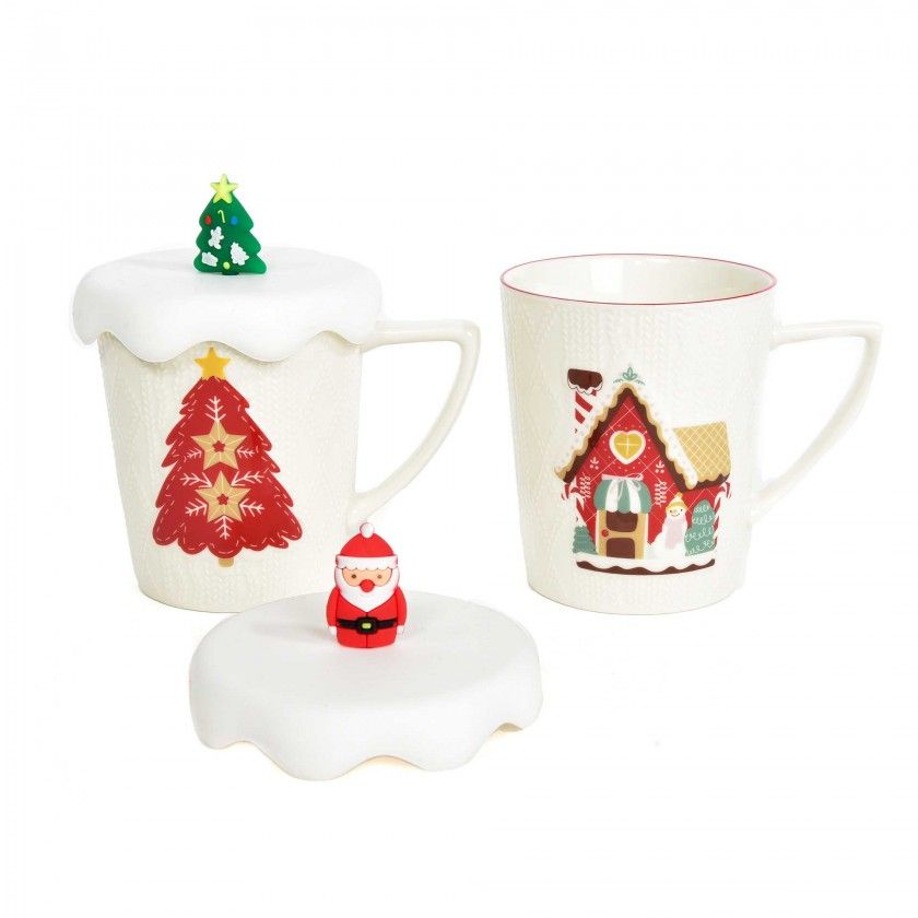 Caneca Natal com Tampa Neve Sortido 380ml 9X13X11cm Caneca Natal com Tampa Neve Sortido 380ml 9X13X11cm