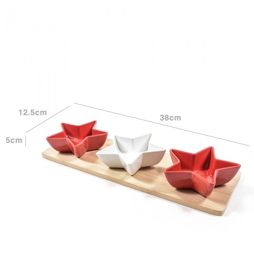 Conjunto Aperitivo Cerâmica Estrela 38X12.5X5cm Conjunto Aperitivo Cerâmica Estrela 38X12.5X5cm