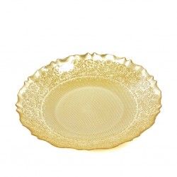 Centro Mesa Cristal Redondo Dourado 40cm