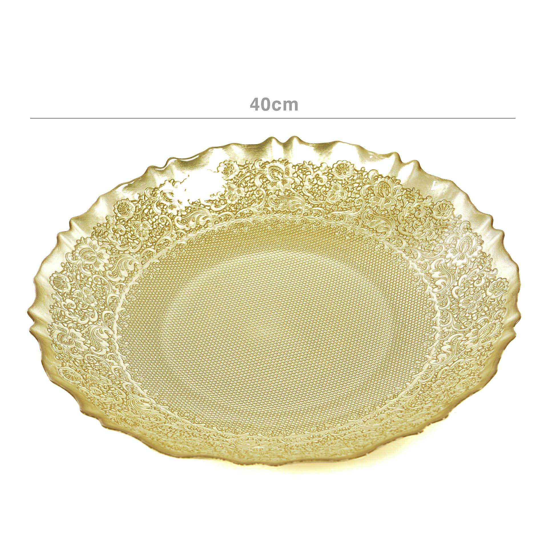 Centro Mesa Cristal Redondo Dourado 40cm