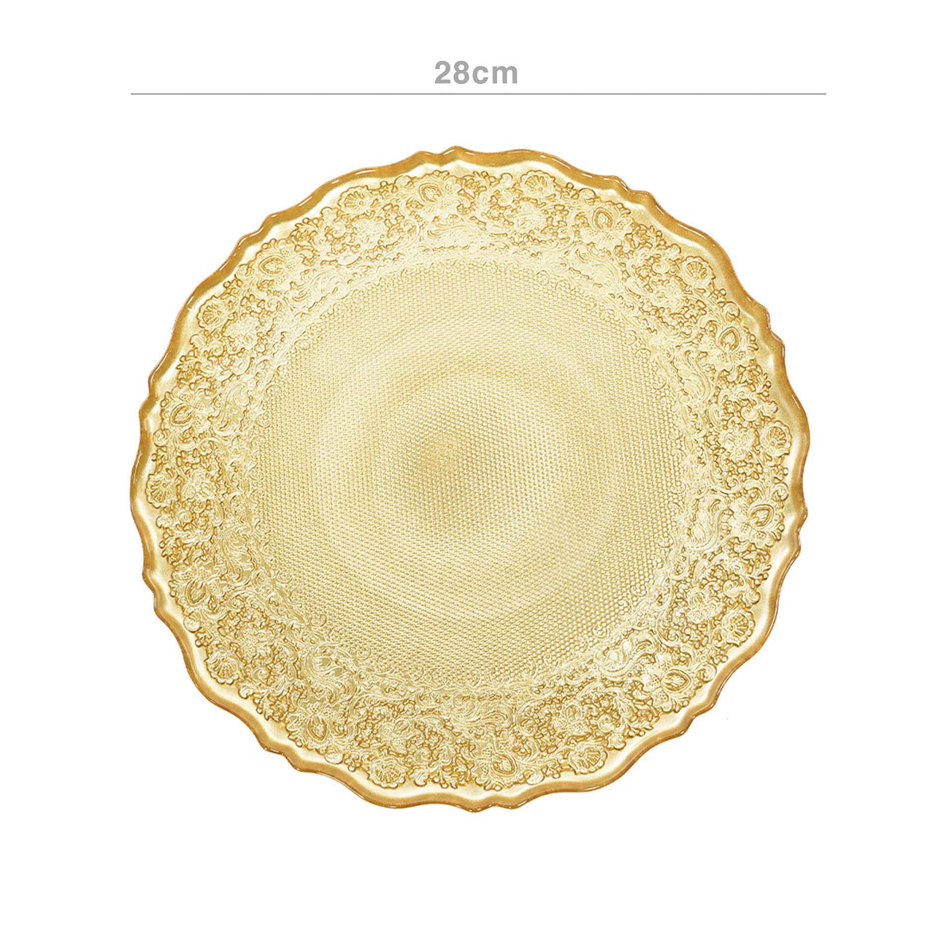 Prato Bolo Cristal Redondo Dourado 28cm