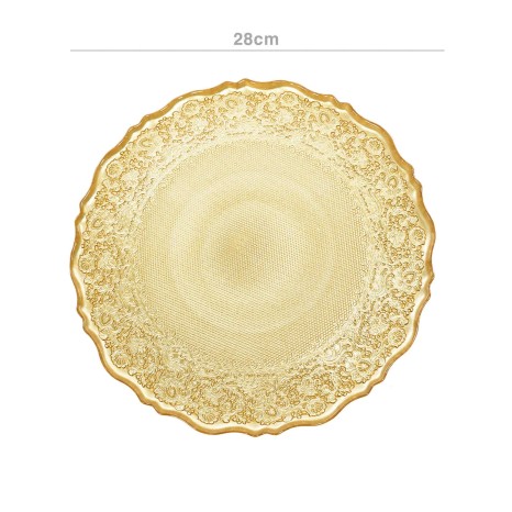 Prato Bolo Cristal Redondo Dourado 28cm - Image product