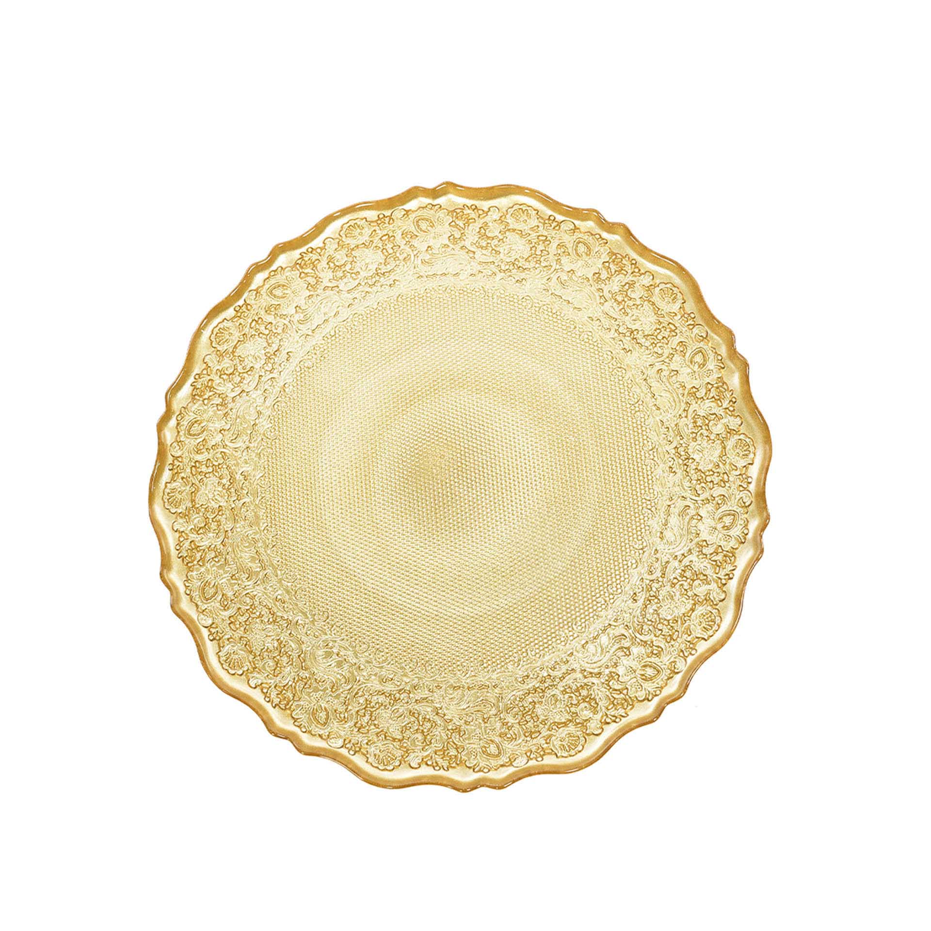Prato Bolo Cristal Redondo Dourado 28cm