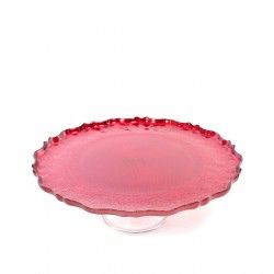 Suporte Bolo com Pé Cristal Redondo Vermelho 28X11cm Suporte Bolo com Pé Cristal Redondo Vermelho 28X11cm