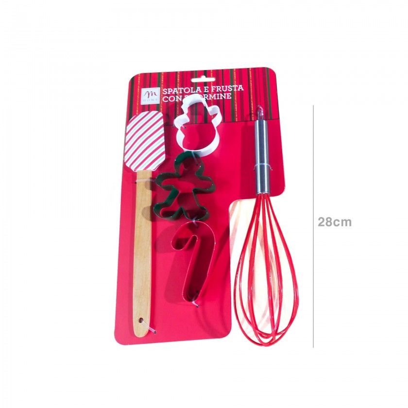 Conjunto Espátula / Batedor com Molde Natal Sortido 28cm Conjunto Espátula / Batedor com Molde Natal Sortido 28cm