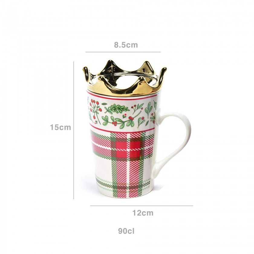 Caneca Natal com Tampa Coroa Sortido 400ml 12X8.5X15cm Caneca Natal com Tampa Coroa Sortido 400ml 12X8.5X15cm
