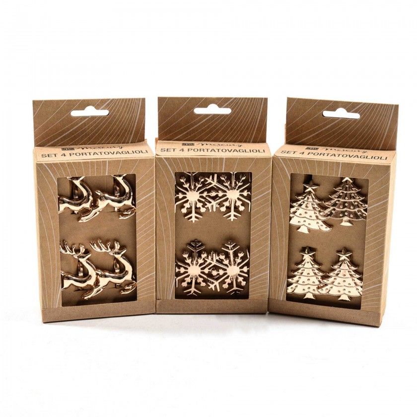 Argolas Guardanapo Natal Dourado 5X5cm Pack 4