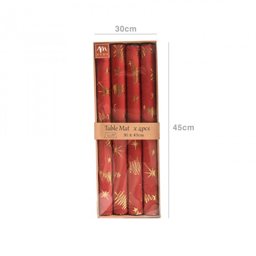 Conjunto 4 Individuais Natal Vermelho 30X45cm Conjunto 4 Individuais Natal Vermelho 30X45cm