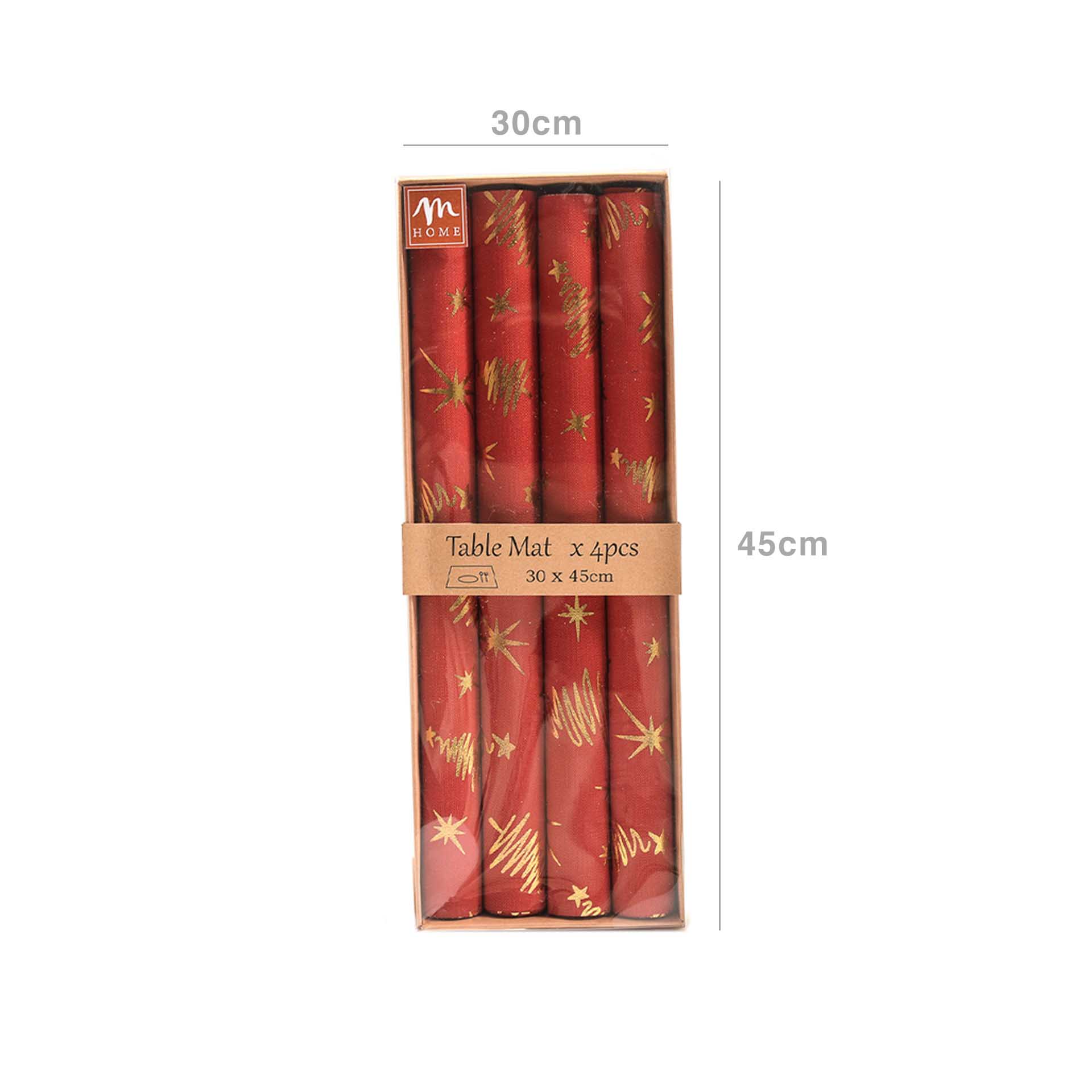Conjunto 4 Individuais Natal Vermelho 30X45cm