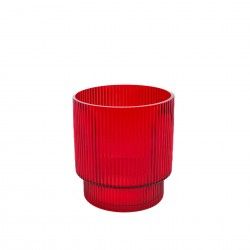 Porta Velas Cristal sem P Redondo Vermelho 16X17cm