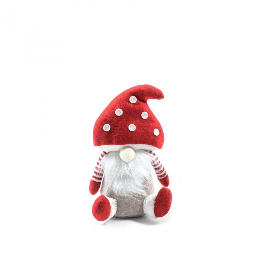 Gnomo Cogumelo Natal Sentado Sortido 16X14X32cm