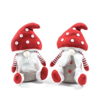Gnomo Cogumelo Natal Sentado Sortido 16X14X32cm