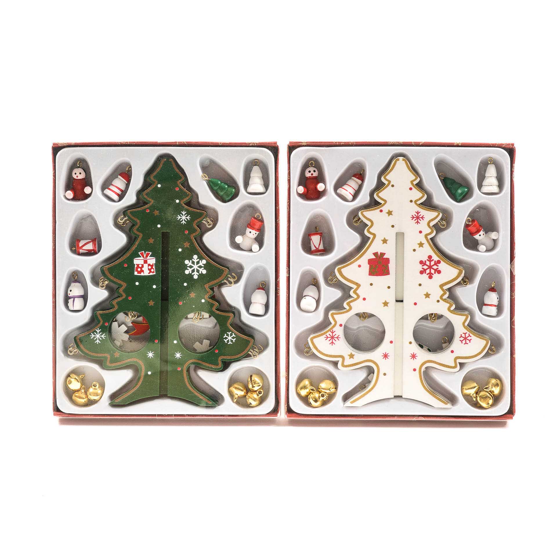 Árvore Natal Madeira com Pendentes 11X11X15cm